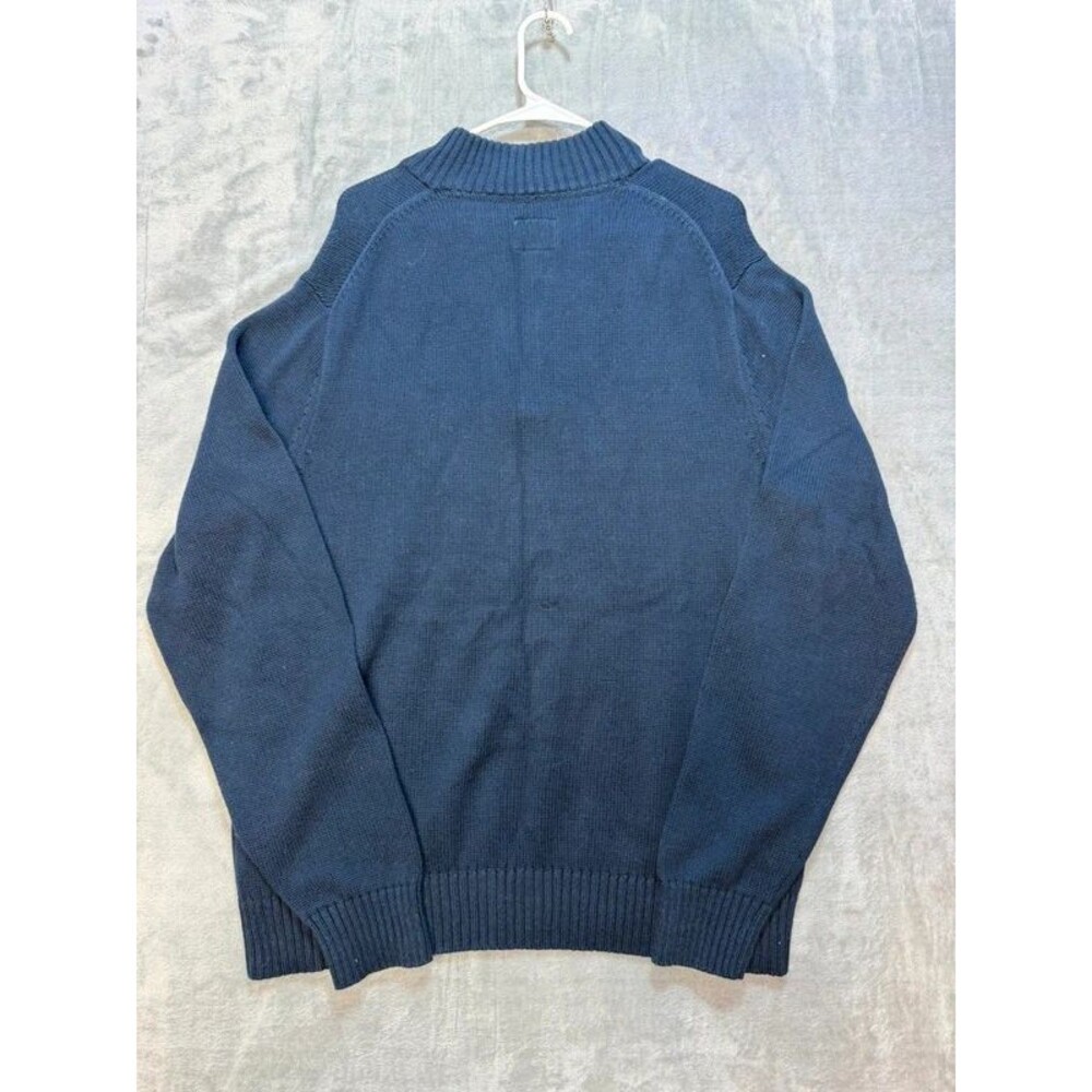 St Johns Bay Mens Navy Blue 1/4 Zip Quarter Zip Cotton Sweater Size L Large - Picture 2 of 5